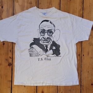 Rare Vintage 1991 T.S. Eliot Graphic Tee. 1991. Single Stitch.